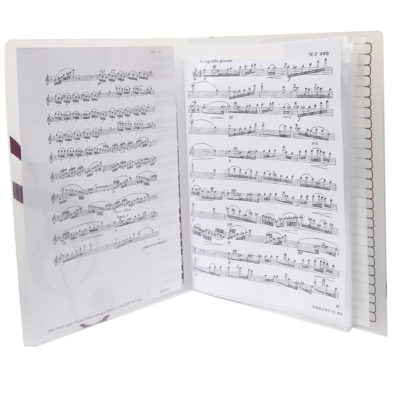 PUNK Music Sheet File Paper Storage Folder Documents Holder Blank Sheet Files Plastic A4 Size 40 Pockets (Music Sheet White) - Image 5